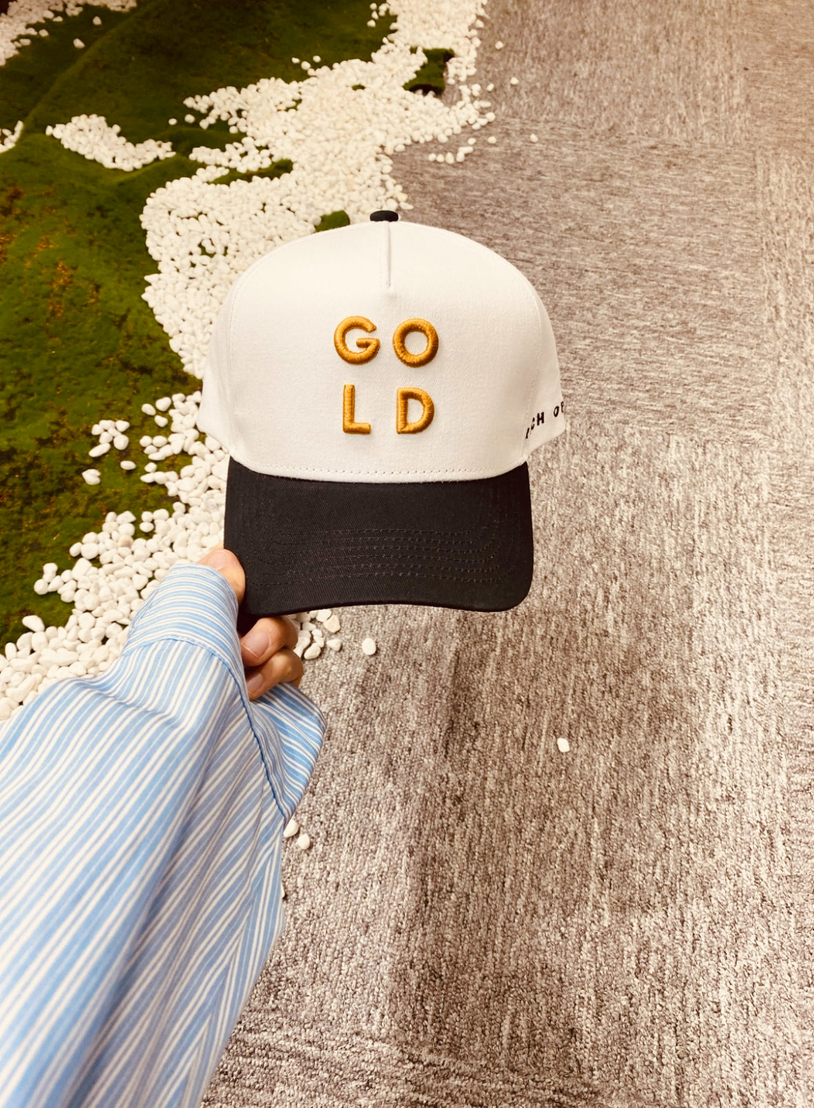 Up & Down “GOLD” Hat - White (Black Ball Marker included)