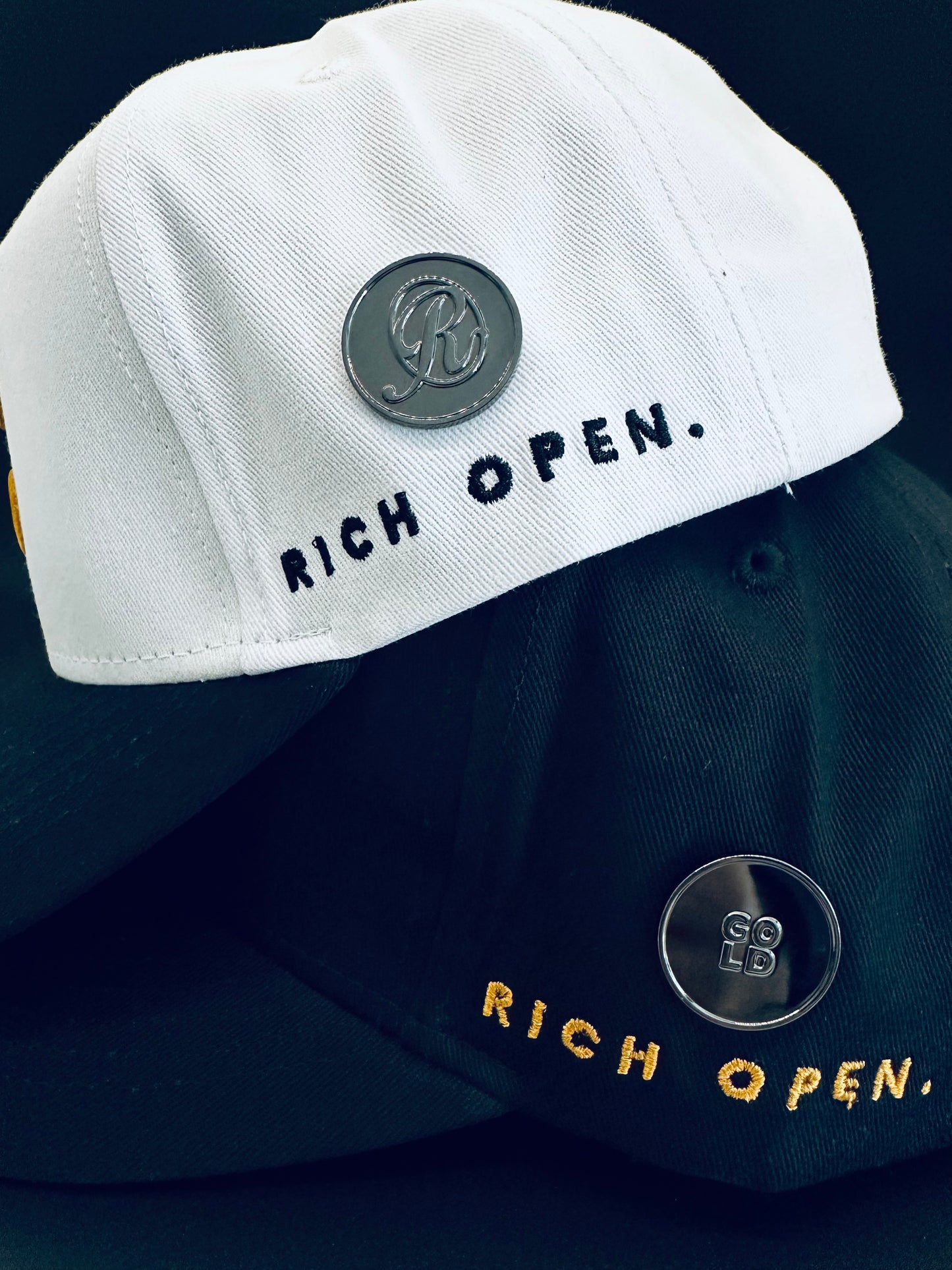 Up & Down “GOLD” Hat - White (Black Ball Marker included)